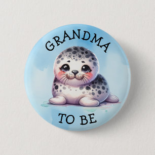 Grandma to be   Polar Arctic Winter Baby Shower 6 Cm Round Badge