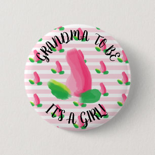 Grandma to be Rosebud Pink Baby Shower Button