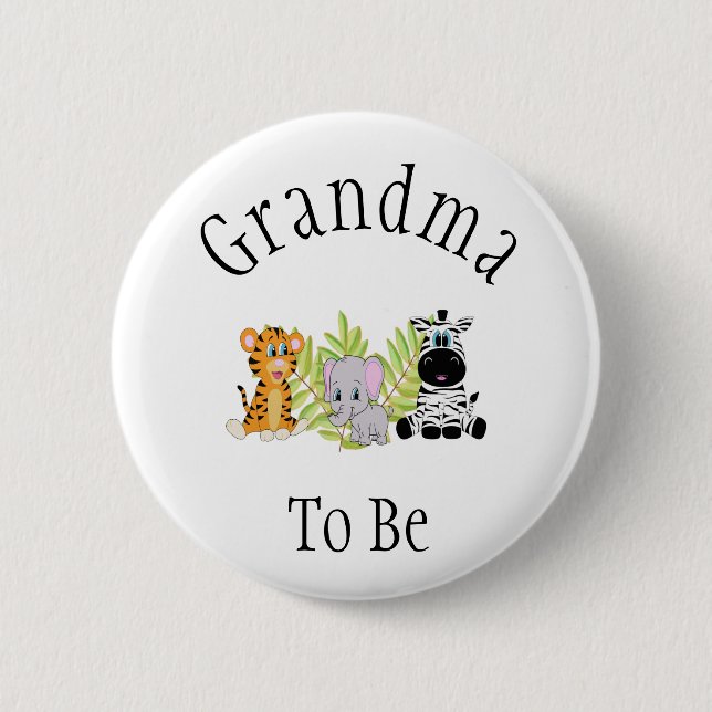 Grandma To Be Safari Jungle New Aunt Baby Shower 6 Cm Round Badge (Front)
