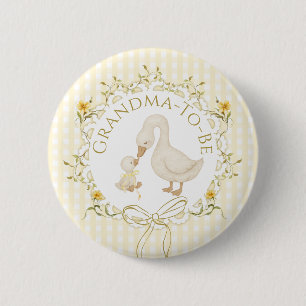 Grandma to be Silly Goose Gingham Baby Shower 6 Cm Round Badge