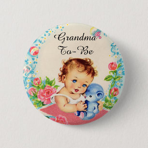 Grandma To Be Vintage Baby Shower Button