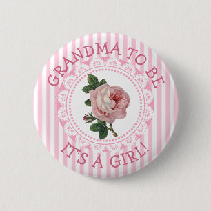 "Grandma To Be" Vintage Rose Baby Shower Button