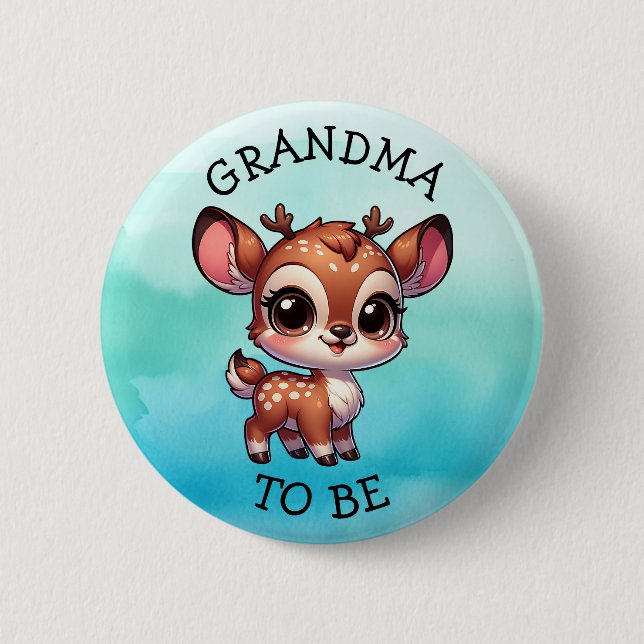 Grandma To Be | Woodland Creatures Baby Shower  6 Cm Round Badge (Front)