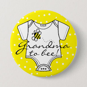 Grandma To Be Yellow Bee 7.5 Cm Round Badge