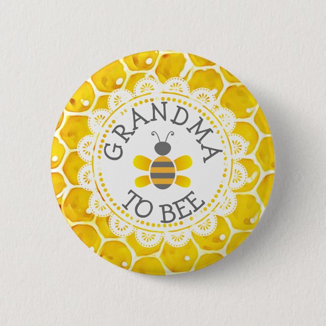 Grandma to Bee Baby Shower Button (Front)