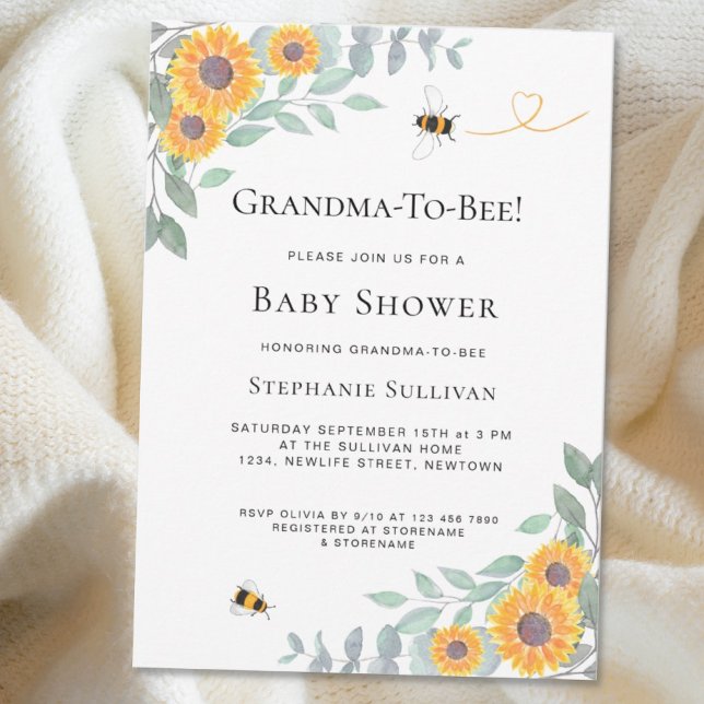 Grandma-To-Bee Baby Shower Invitation (Creator Uploaded)