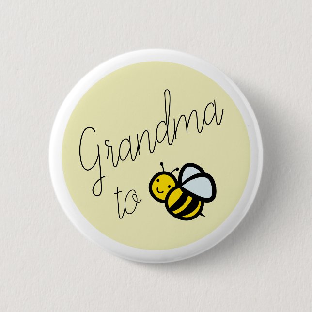 Grandma to Bee Baby Shower Yellow Button (Front)