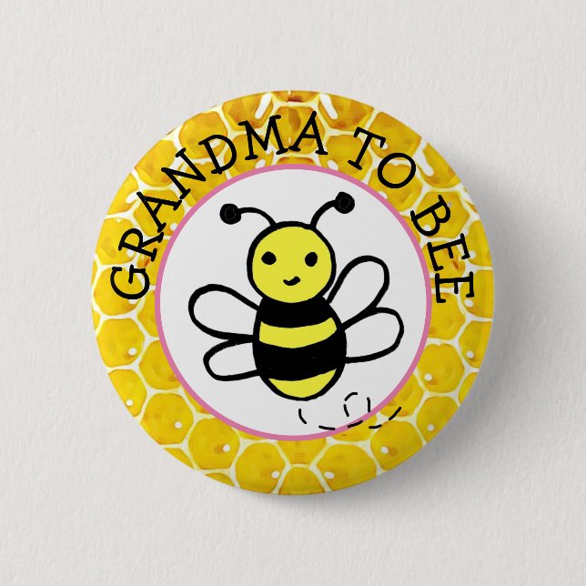 Grandma to Bee Boy's Baby Shower 6 Cm Round Badge (Front)