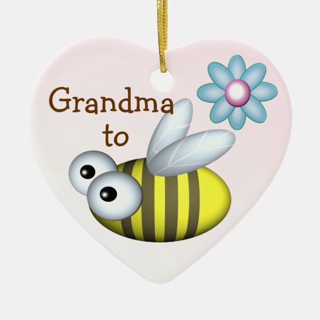 Grandma to Bee/ Expecting announcement Ceramic Tree Decoration (Front)