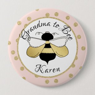 Grandma to Bee Gold Confetti 10 Cm Round Badge