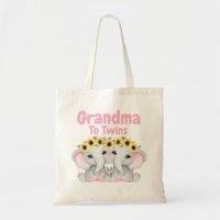 Grandma to Twin Girls Elephant Sunflowers