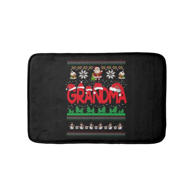 Grandma Ugly Christmas Sweater Bath Mat (Front)