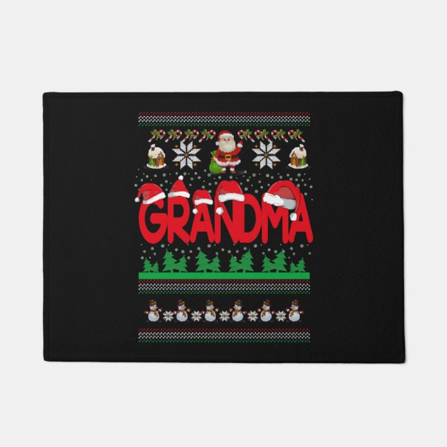 Grandma Ugly Christmas Sweater Doormat (Front)