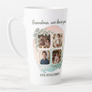 Grandma we love you 6 Photo Collage Eucalyptus Latte Mug