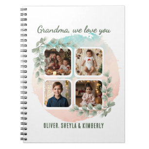 Grandma we love you 6 Photo Collage Eucalyptus Notebook