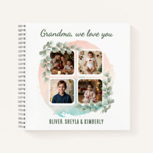 Grandma we love you 6 Photo Collage Eucalyptus Notebook