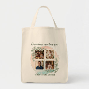Grandma we love you 6 Photo Collage Eucalyptus Tote Bag
