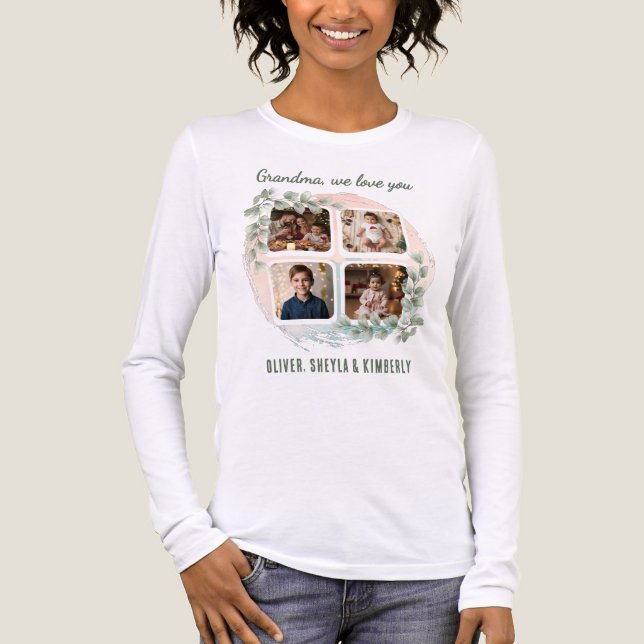 Grandma we love you 6 Photo Collage Eucalyptus Tri-Blend Shirt (Front)