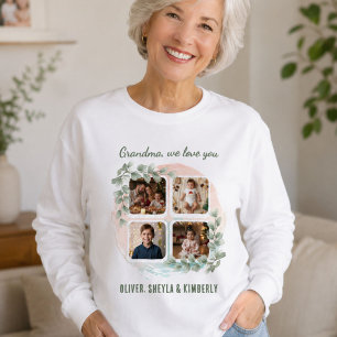 Grandma we love you 6 Photo Collage Eucalyptus Tri-Blend Shirt