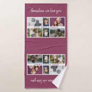 Grandma we love you Grandchildren 6 Photo Collage Bath Towel