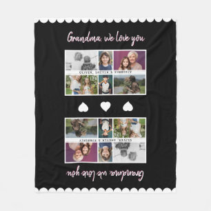 Grandma we love you Grandchildren 6 Photo Collage Fleece Blanket