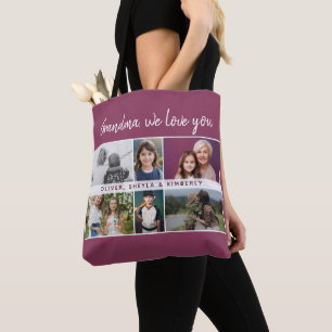 Grandma we love you Grandchildren 6 Photo Collage Tote Bag