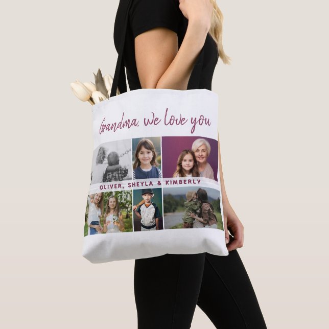 Grandma we love you Grandchildren 6 Photo Collage Tote Bag (Close Up)