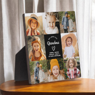 Grandma We Love You Heart Modern Photo Collage Plaque