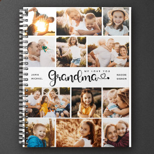 Grandma We Love you Hearts Modern Photo Collage Notebook