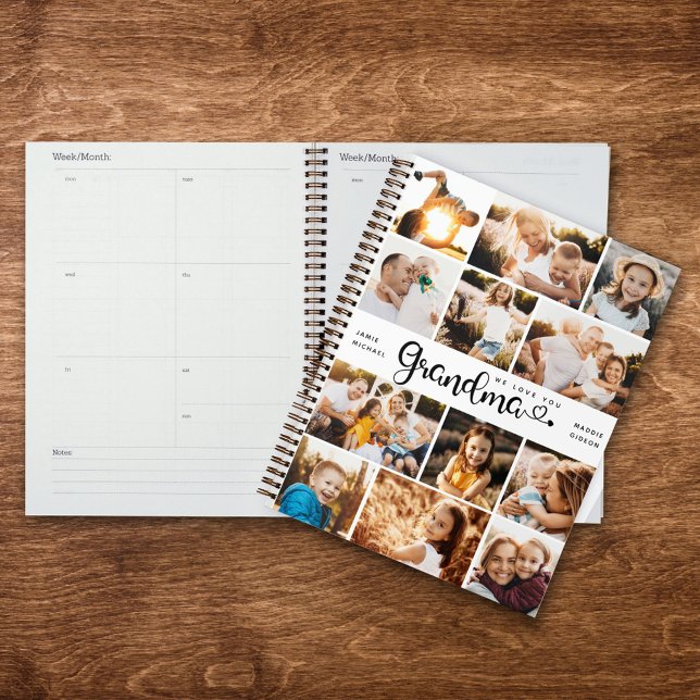 Grandma We Love you Hearts Modern Photo Collage Planner (Creator Uploaded)