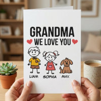 Grandma We Love You Kids Illustration Family Love