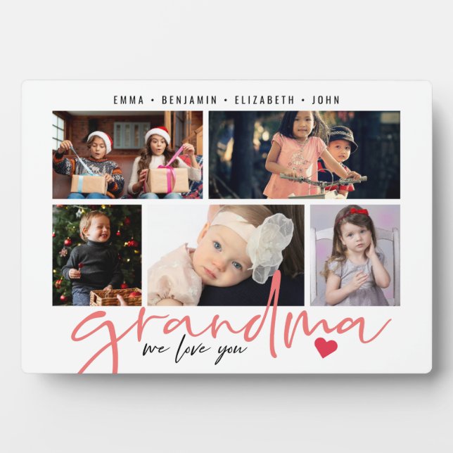 Grandma We Love You Modern Photo Collage Plaque (Front)