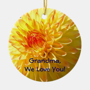 Grandma We Love You! Orange Yellow Ornament