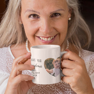 Grandma We Love You Personalised Photos Hearts Coffee Mug