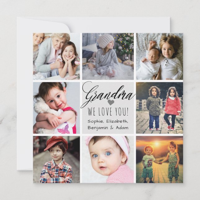 Grandma We Love You Photo Collage Holiday Card (Front)
