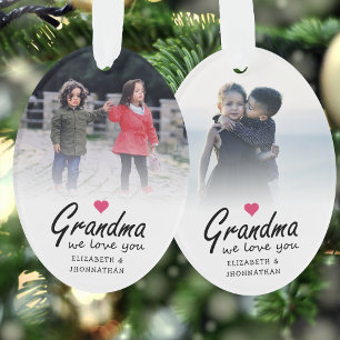 Grandma we love you Script 2 sided template Photo Ornament