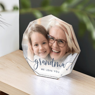 Grandma We Love You Script Overlay Photo Block
