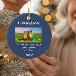 Grandma We Love You This Much Photo Christmas Gift Ceramic Tree Decoration