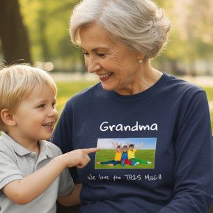 Grandma We Love You This Much Photo Christmas Gift Tri-Blend Shirt