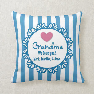 GRANDMA We Love You with Heart and Stripes B02 Cushion