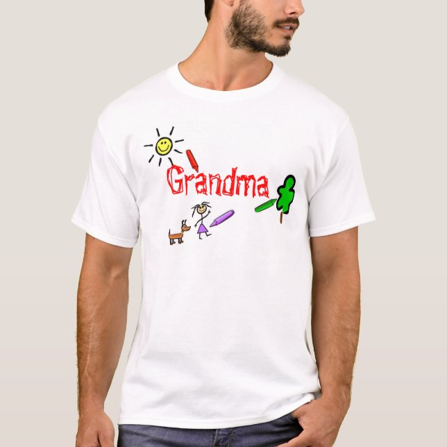 Grandma with Crayons T-Shirt (Front)
