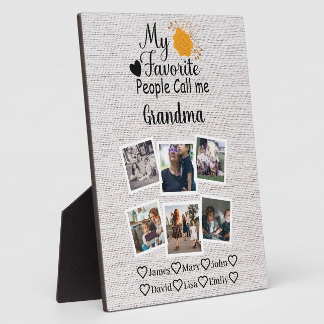 Grandma with names and photos of the grandkids plaque (Side)
