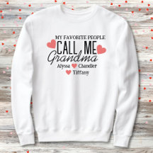 Grandma With Red Hearts & Grandkids Names