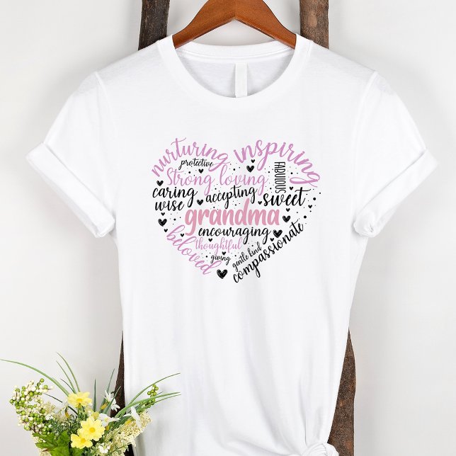 Grandma Word Cloud Pink Heart T-Shirt (Creator Uploaded)
