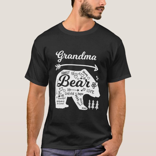 Grandma Words Of Love Bear With Doodle Graphics Gr T-Shirt (Front)