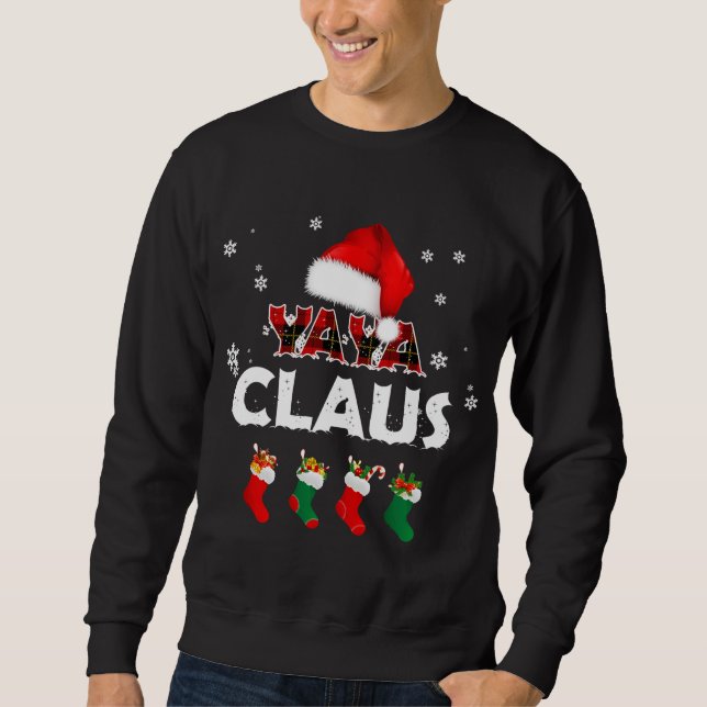 Grandma Yaya Claus Santa Hat Funny Christmas Pajam Sweatshirt (Front)