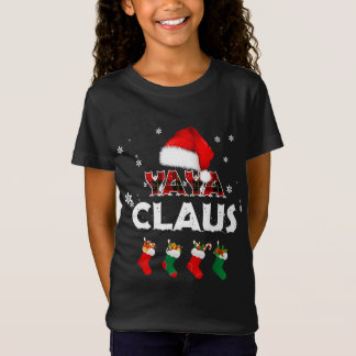 Grandma Yaya Claus Santa Hat Funny Christmas Pajam T-Shirt
