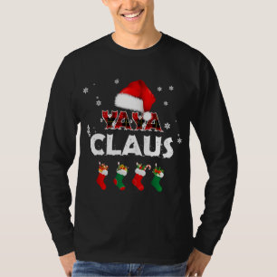 Grandma Yaya Claus Santa Hat Funny Christmas Pajam T-Shirt