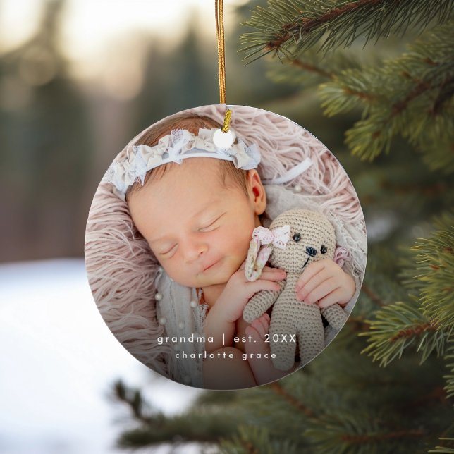 Grandma Year Established Baby Keepsake Ceramic Tree Decoration (Creator Uploaded)