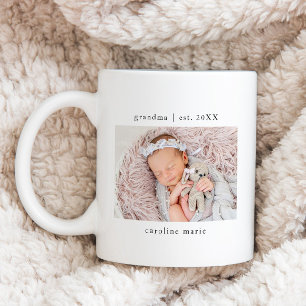 Grandma Year Established Baby Photo Coffee Mug